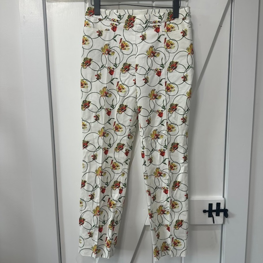 Akris Punto Womens Pant Size 6 Franca Poppy Dot Print Stretch Cotton Blend Ankle